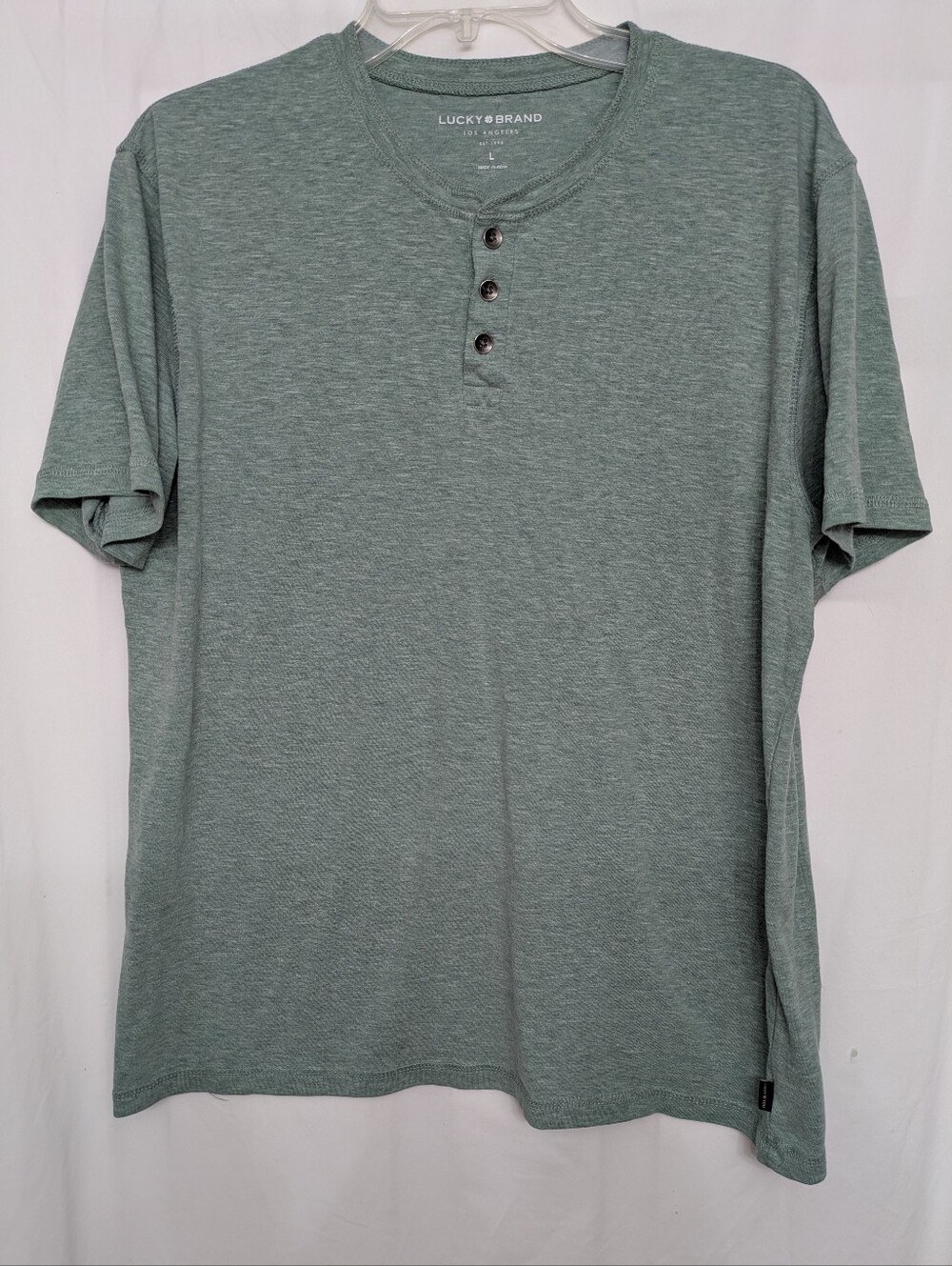 Lucky Brand Men's Sage Green Short Sleeve Henley Shirt